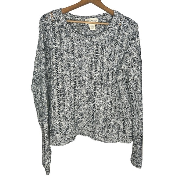 DENIM & SUPPLY RALPH LAUREN Gray and White Marled Open Knit Sweater Size XL - Picture 1 of 15